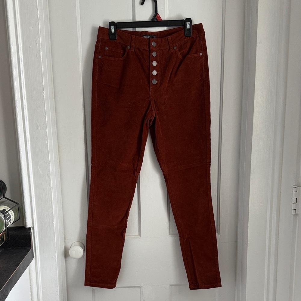 Rust Button-Up Corduroy Pants